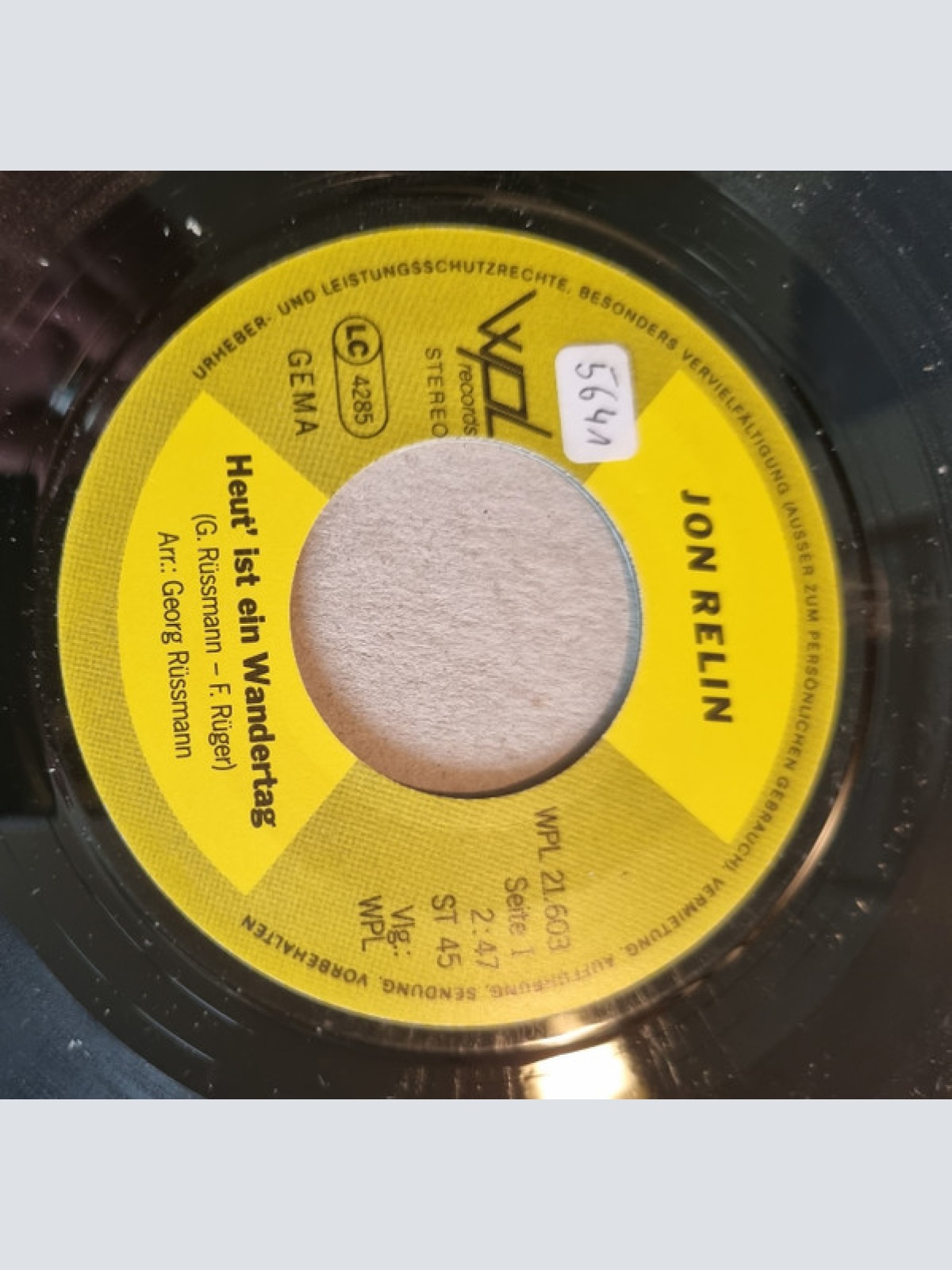 Vinyl / Jon Relin - Heut' Ist Ein Wandertag / Eine Reise Nach Berlin