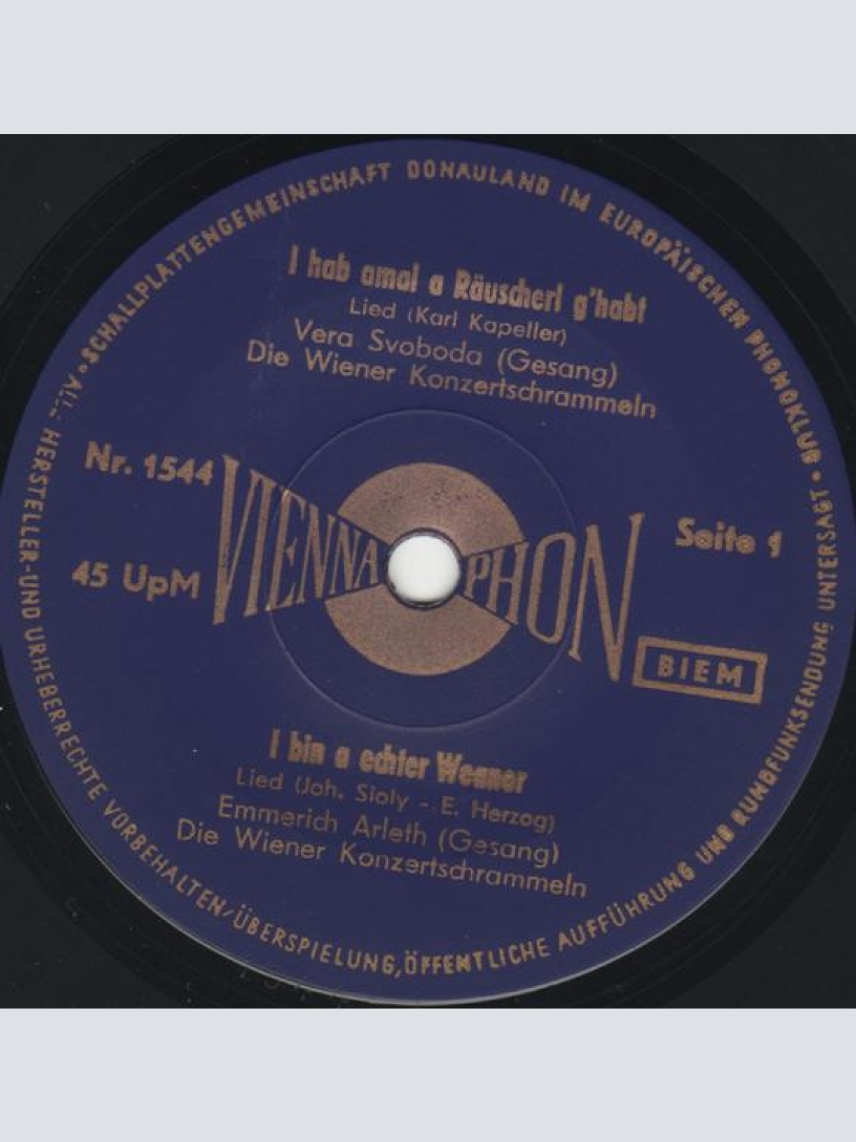 Vinyl / Vera Svoboda (2) / Emmerich Arleth - I Hab Amal A Räuscherl G'habt / I Bin A Echter Weaner / Wien Wird Bei Nacht Erst Schön / Fiakerlied (I Hab Zwa Harbe Rappen)