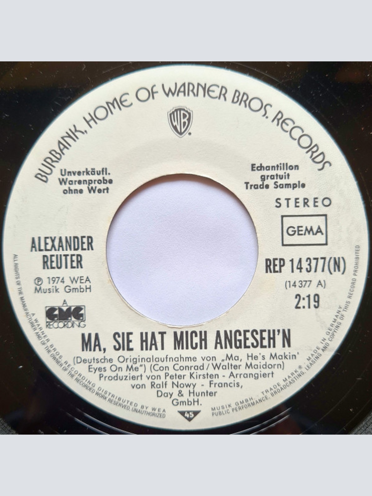 Vinyl / Alexander Reuter - Ma, Sie Hat Mich Angeseh'n
