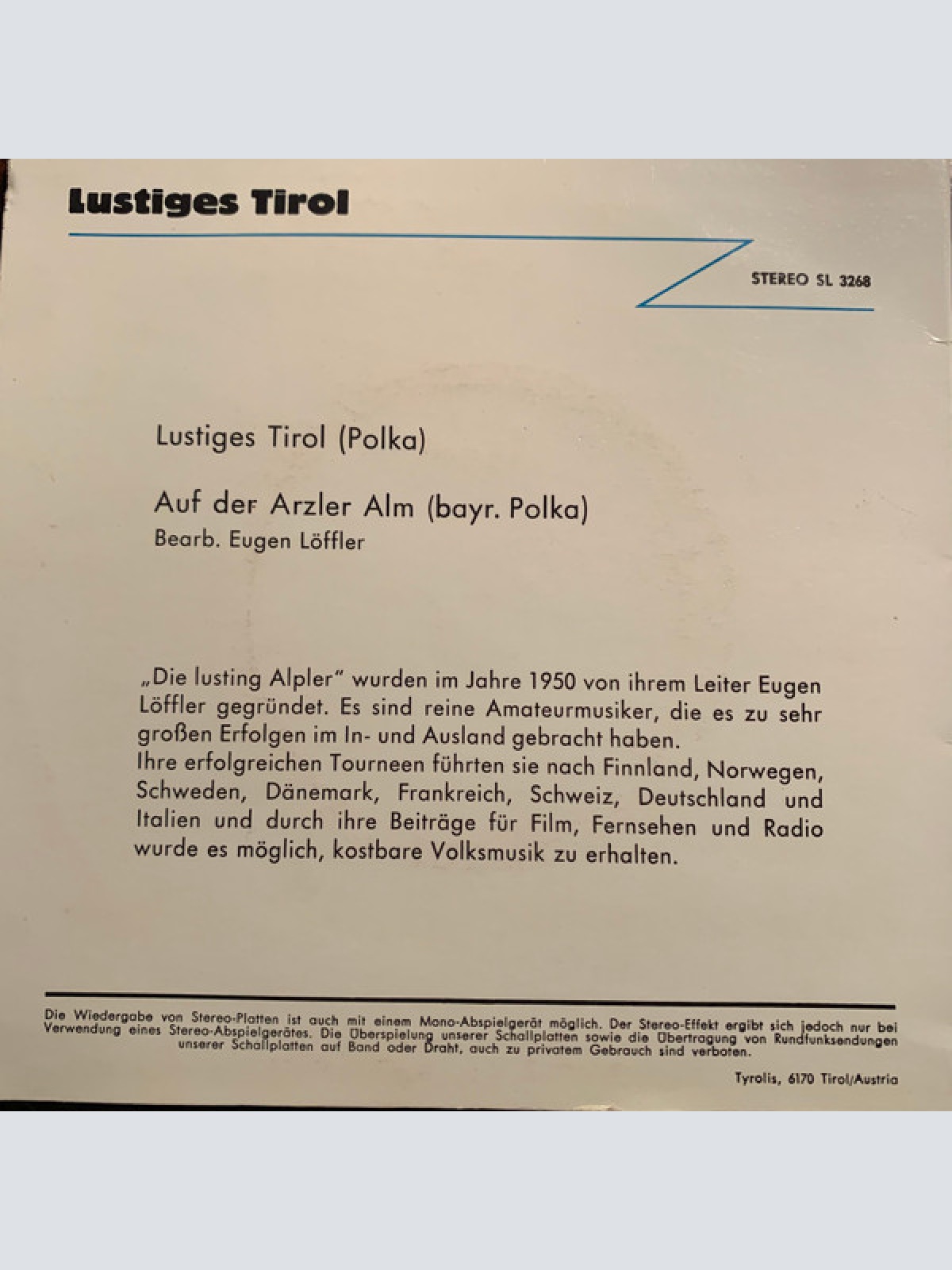 Vinyl / Die Lustigen Alpler - Lustiger Tirol