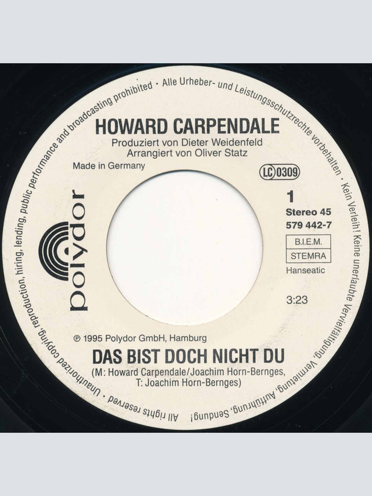 Vinyl / Howard Carpendale - Das Bist Doch Nicht Du
