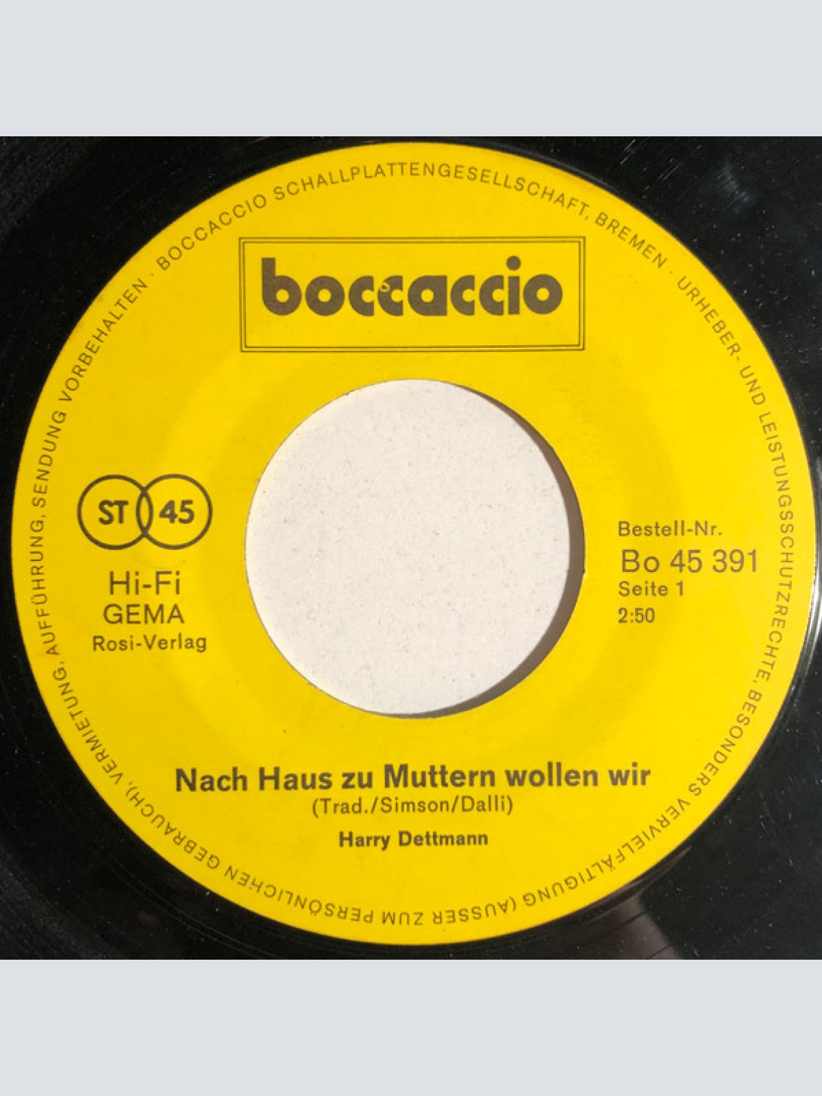 Vinyl / Harry Dettmann - Nach Haus Zu Muttern Wollen Wir