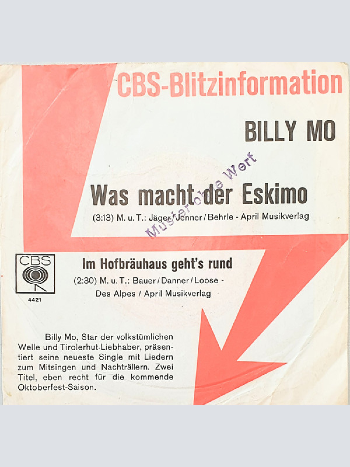 Vinyl / Billy Mo - Was Macht Der Eskimo