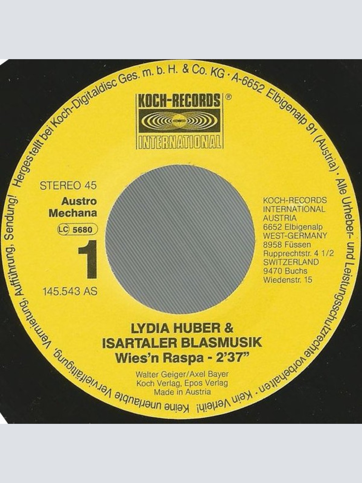 Vinyl / Lydia Huber & Die Isartaler Blasmusik - Wies'n Raspa