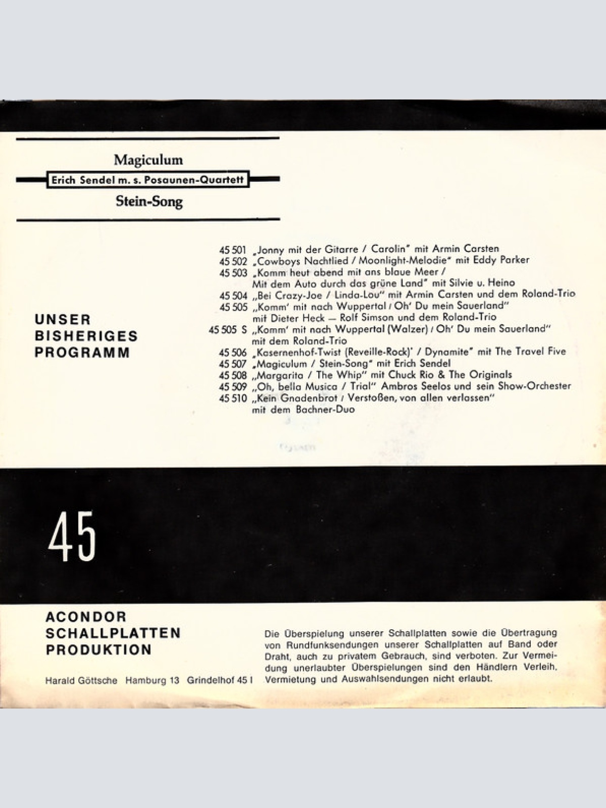 Vinyl / Erich Sendel Mit Seinem Posaunen-Quartet (2) - Magiculum