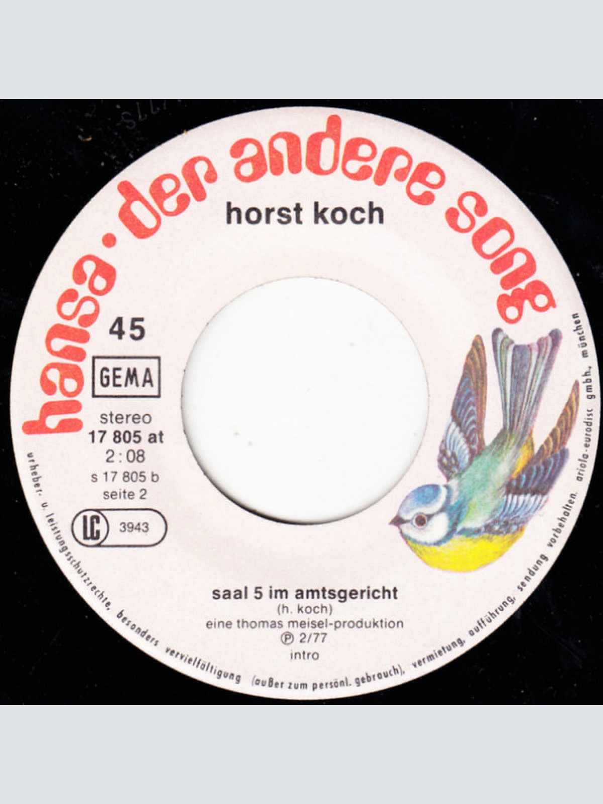Vinyl / Horst Koch - Amanda! / Saal 5 Im Amtsgericht