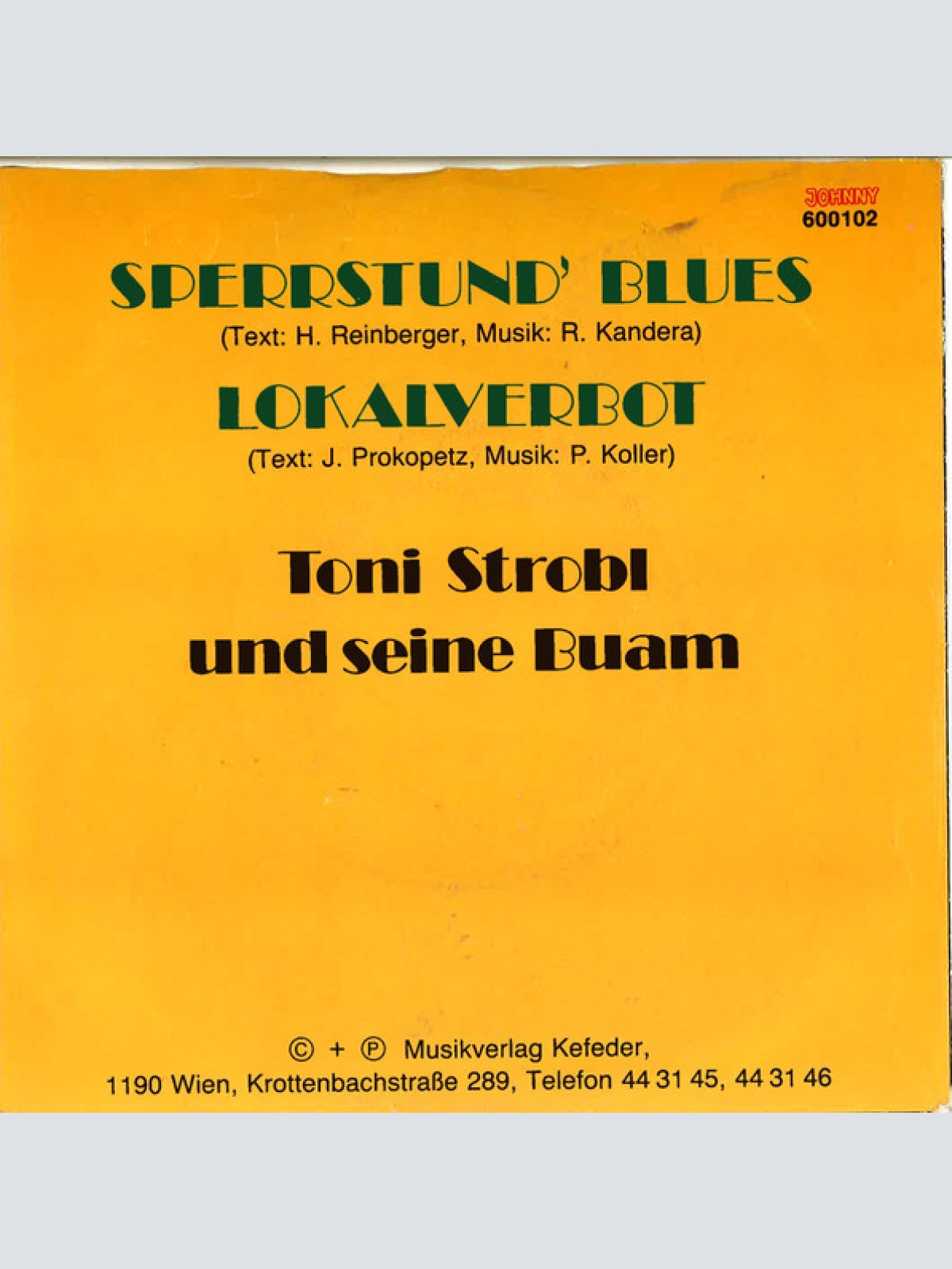 Vinyl / Toni Strobl Und Seine Buam - Sperrstund-Blues