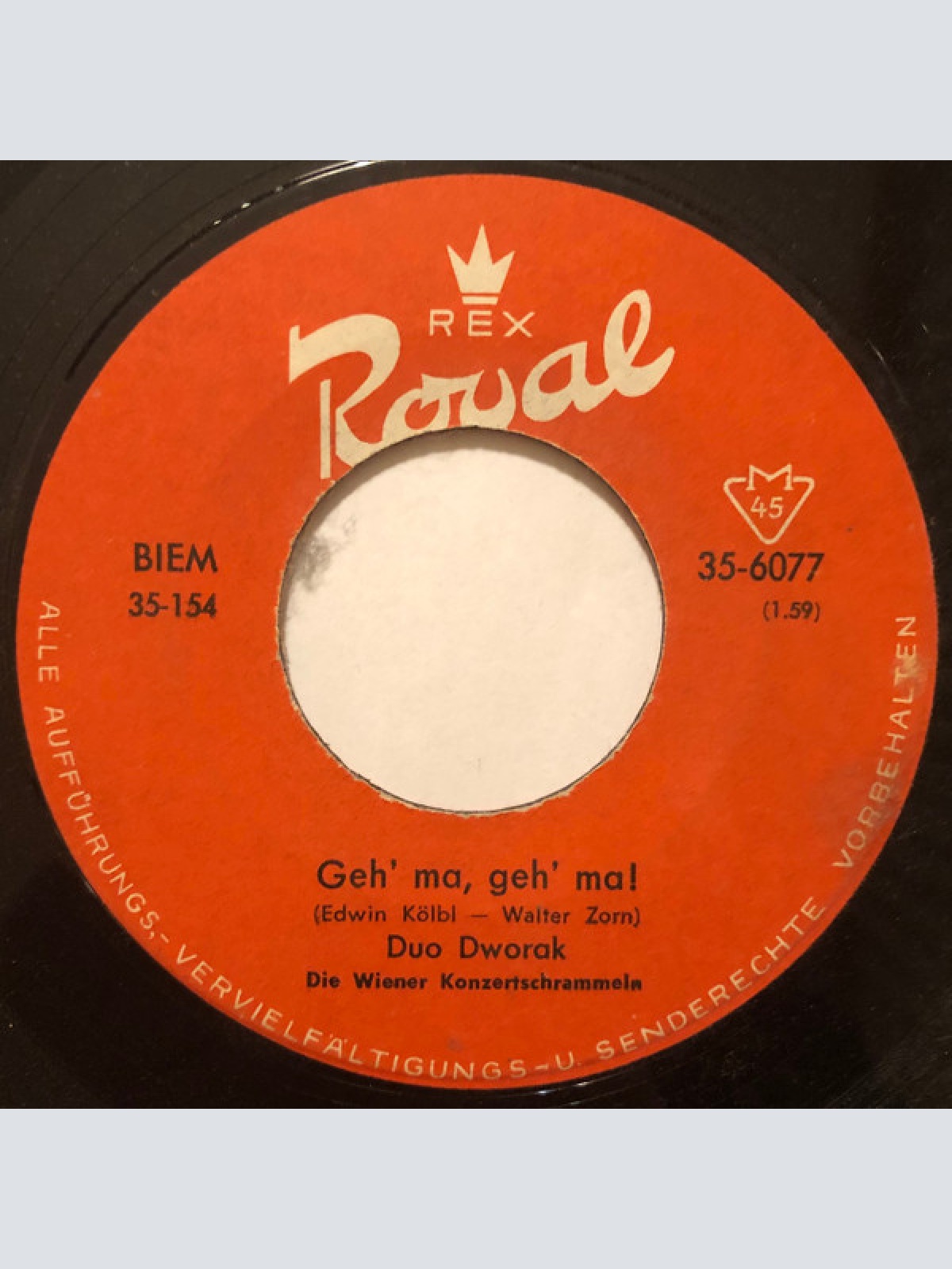 Vinyl / Duo Dworak, Die Wiener Konzertschrammeln* - Alt-Ottakring / Geh' Ma, Geh' Ma!