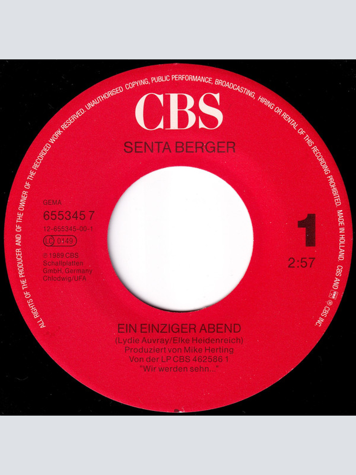 Vinyl / Senta Berger - Ein Einziger Abend