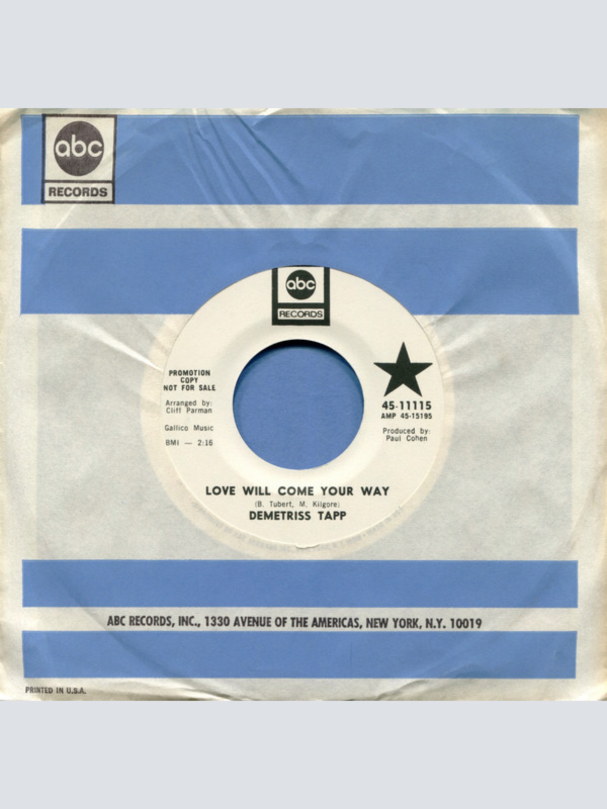 Vinyl / Demetriss Tapp - Love Will Come Your Way / How Could He Do This To Me