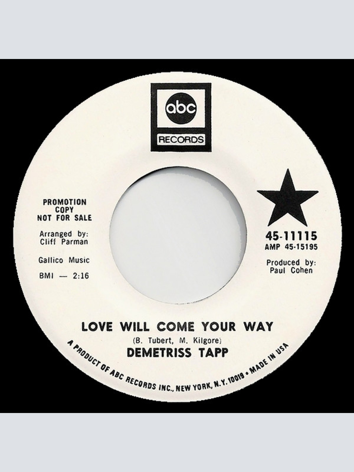Vinyl / Demetriss Tapp - Love Will Come Your Way / How Could He Do This To Me