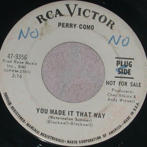 Vinyl / Perry Como -  You Made It That Way / What Love Is Made Of
