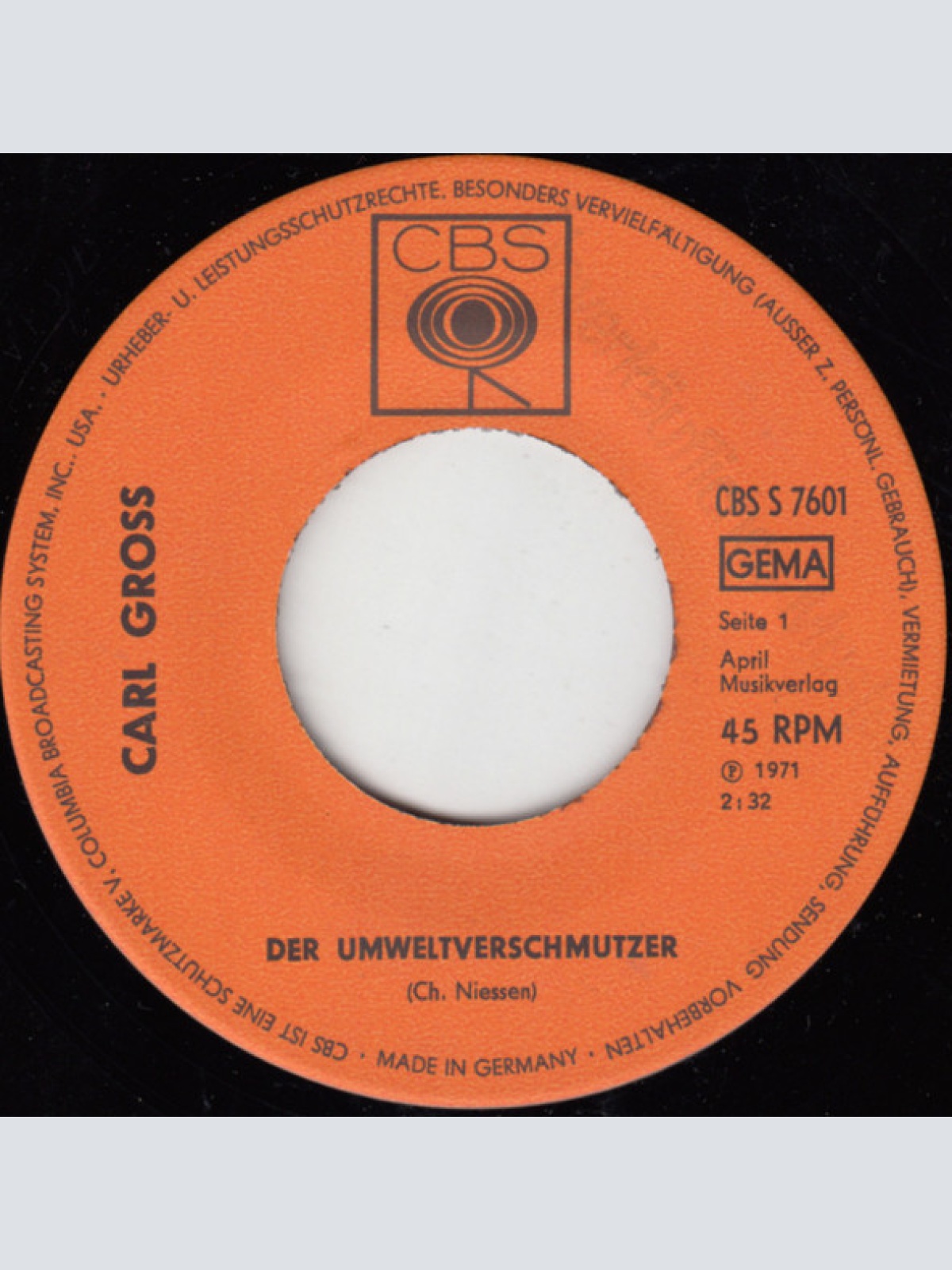 Vinyl / Carl Gross - Der Umweltverschmutzer