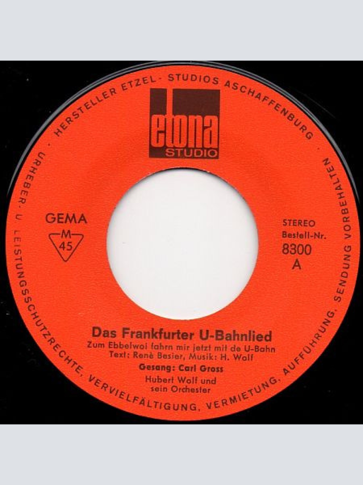 Vinyl / Carl Gross - Das Frankfurter U-Bahnlied