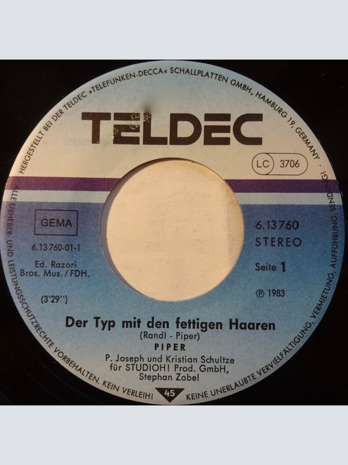 Vinyl / Piper* - Der Typ Mit Den Fettigen Haaren / Super GTI