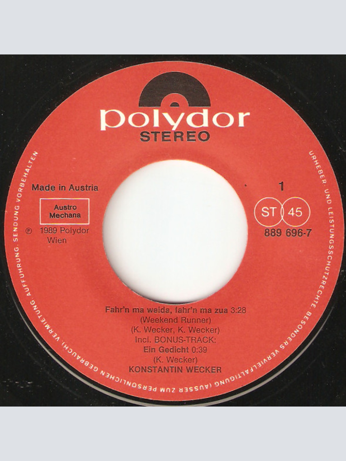 Vinyl / Konstantin Wecker - Fahr'n Ma Weida, Fahr'n Ma Zua (Weekend Runner)