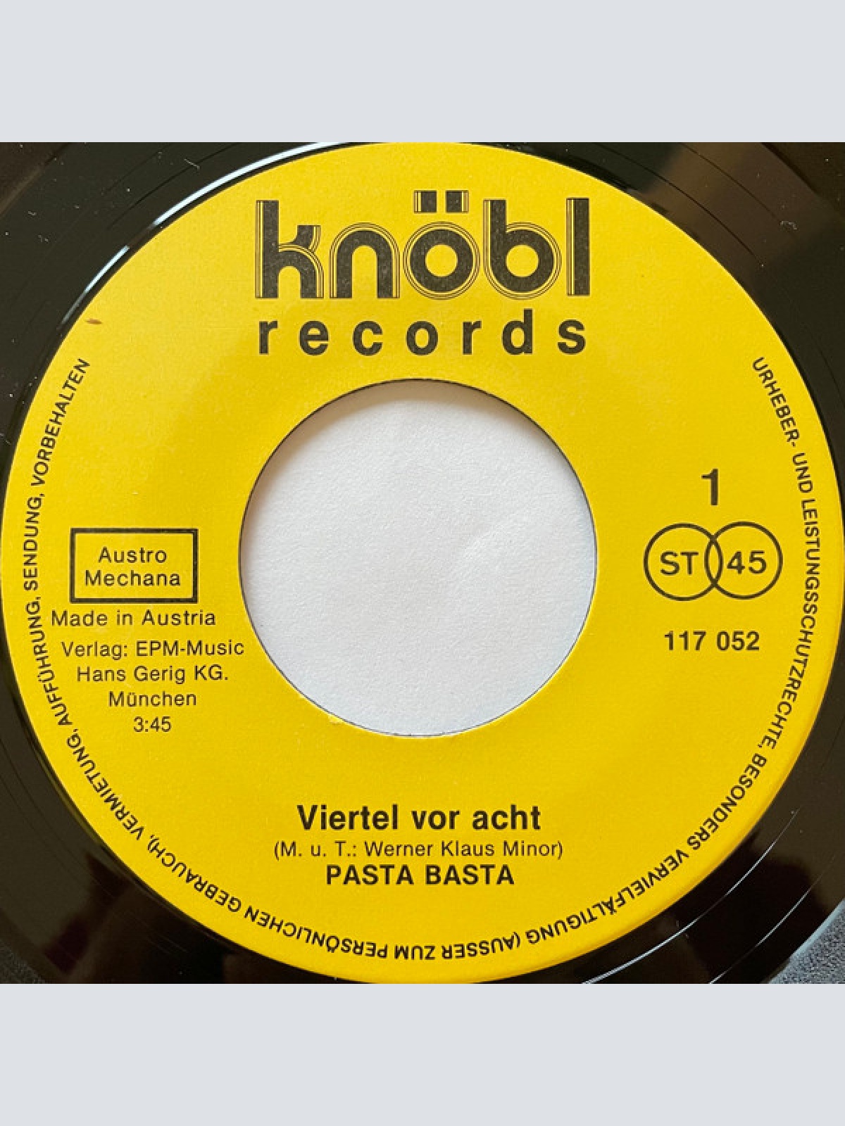Vinyl / Pasta Basta - Viertel Vor Acht / Nur Die Eine Liebe
