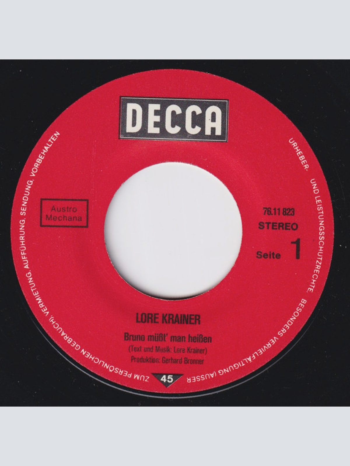 Vinyl / Lore Krainer - Bruno Müßt' Man Heißen