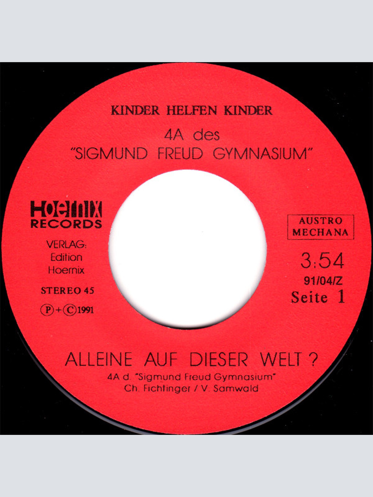 Vinyl / Kinder Helfen Kinder - 4A Des "Sigmund Freud Gymnasium" - Alleine Auf Dieser Welt?