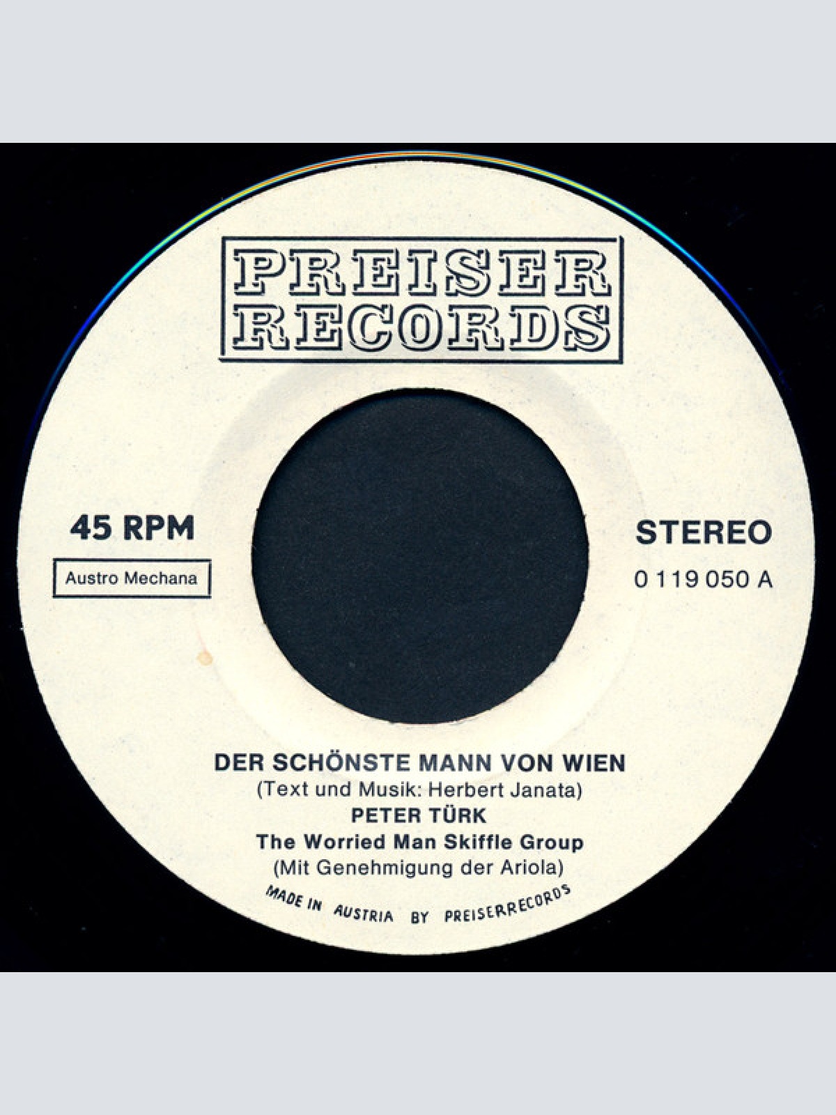 Vinyl / Peter Türk - Der Schönste Mann Von Wien / Frag Mich Nicht Wann
