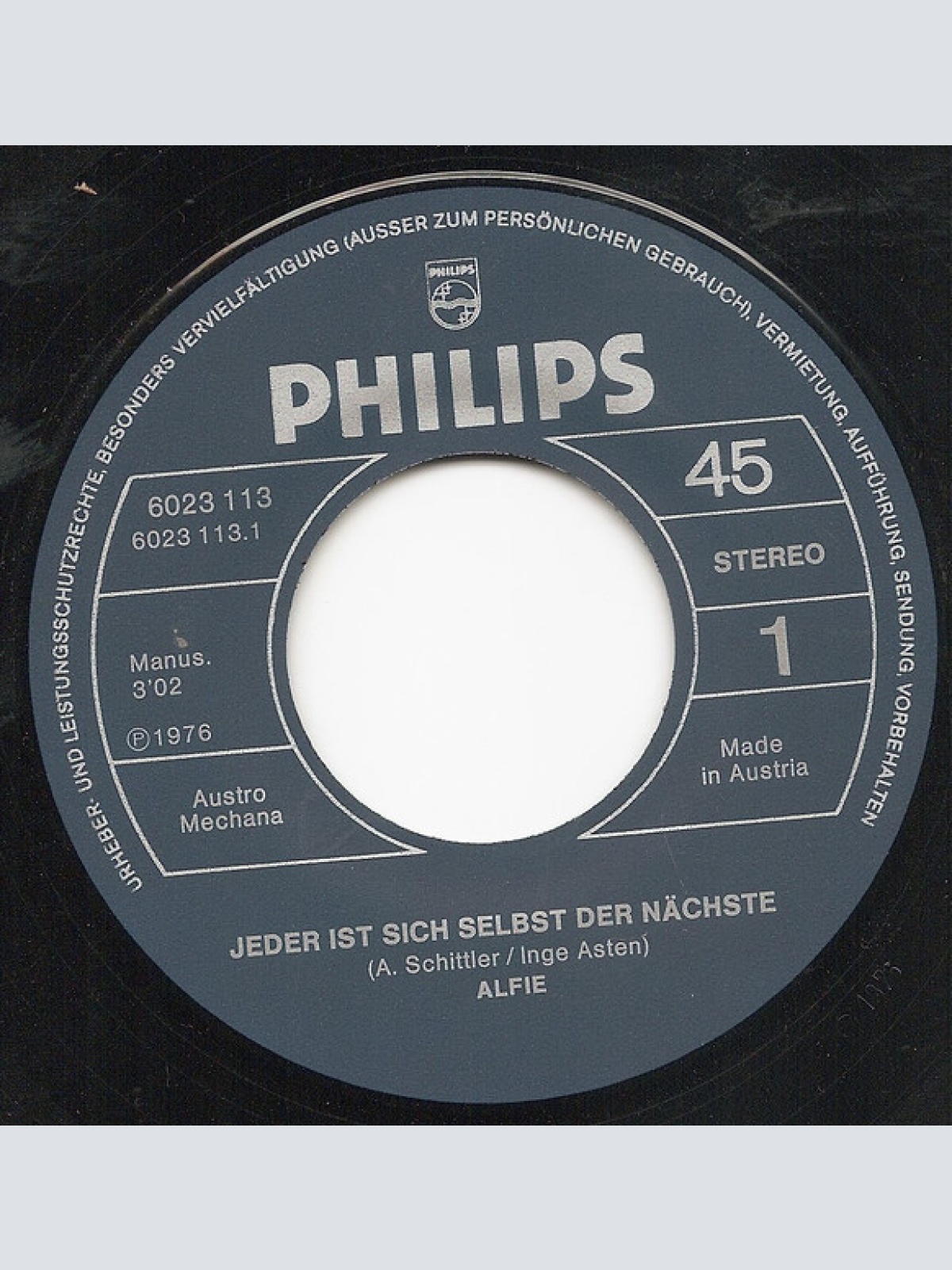 Vinyl / Alfie* - Jeder Ist Sich Selbst Der Nächste / Heut' Gingst Du Fort