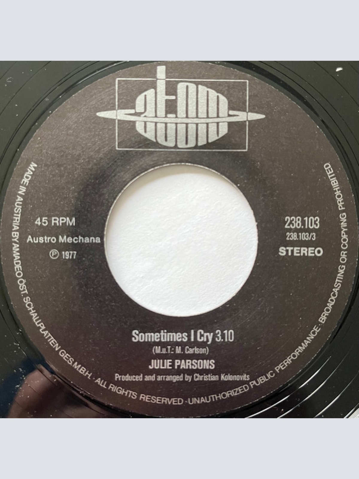 Vinyl / Julie Parsons - Sometimes I Cry