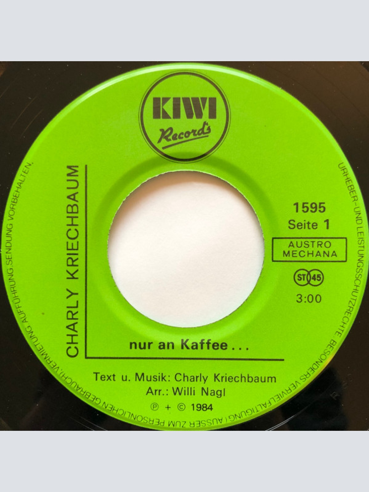Vinyl / Charly Kriechbaum - Nur An Kaffee ...
