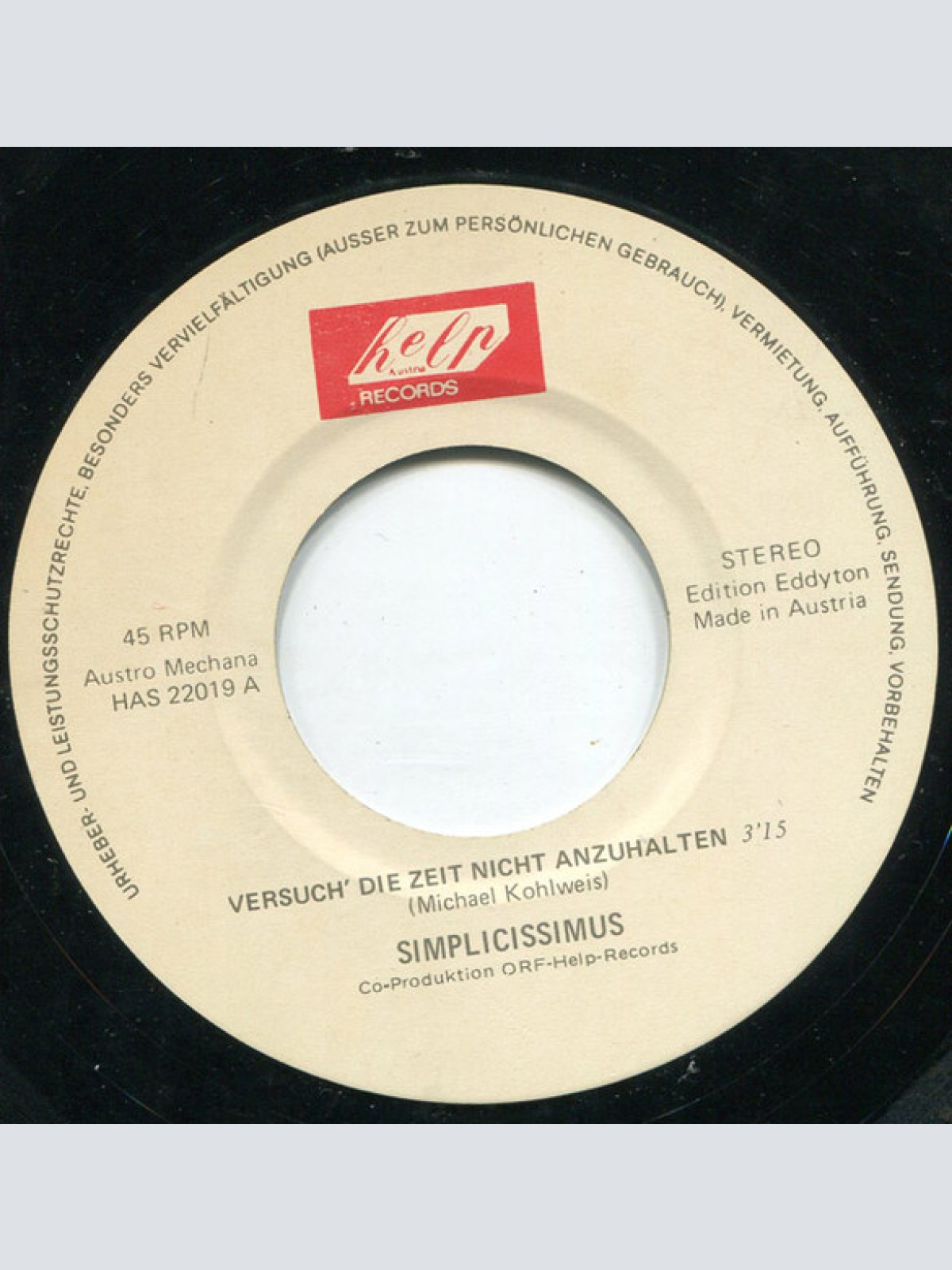 Vinyl / Simplicissimus - Versuch' Die Zeit Nicht Anzuhalten