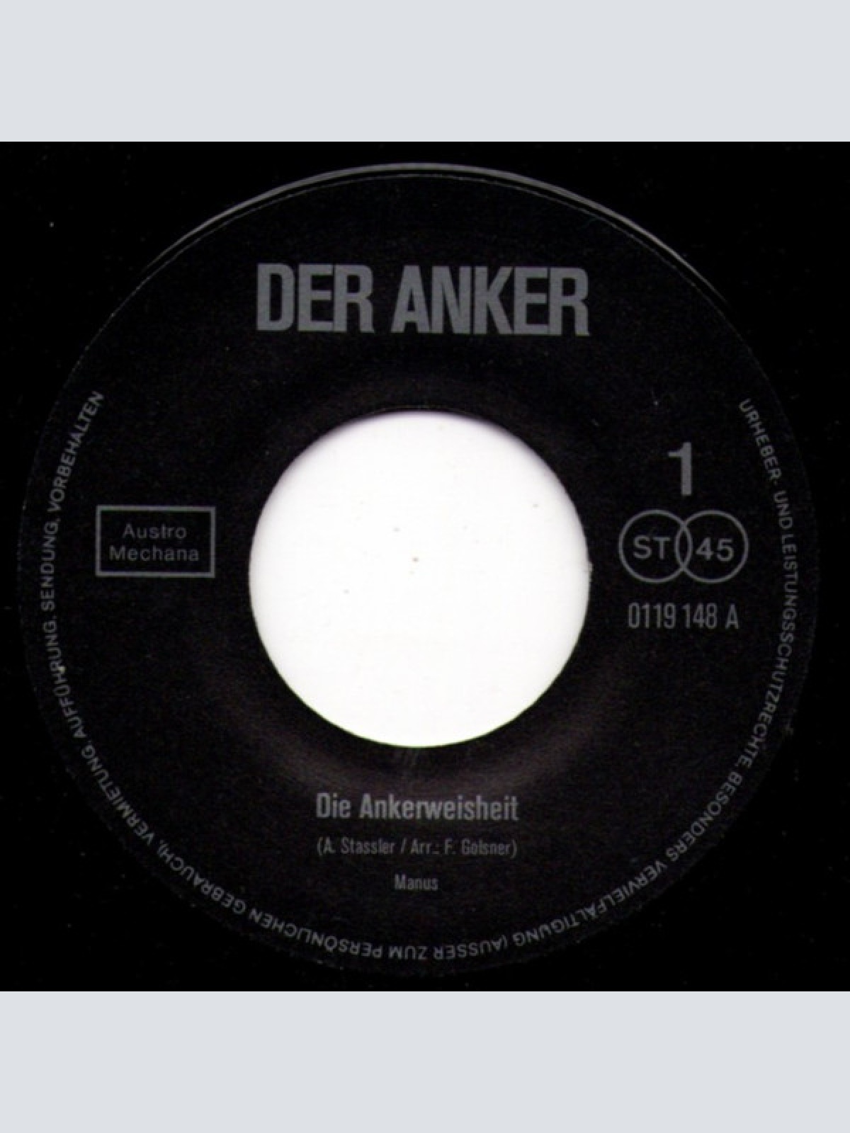 Vinyl / Adi Stassler - Die Ankerweisheit / Der Alte Anker
