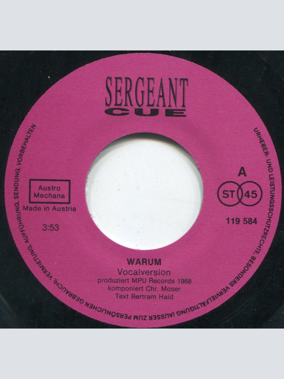 Vinyl / Sergeant Cue - Warum