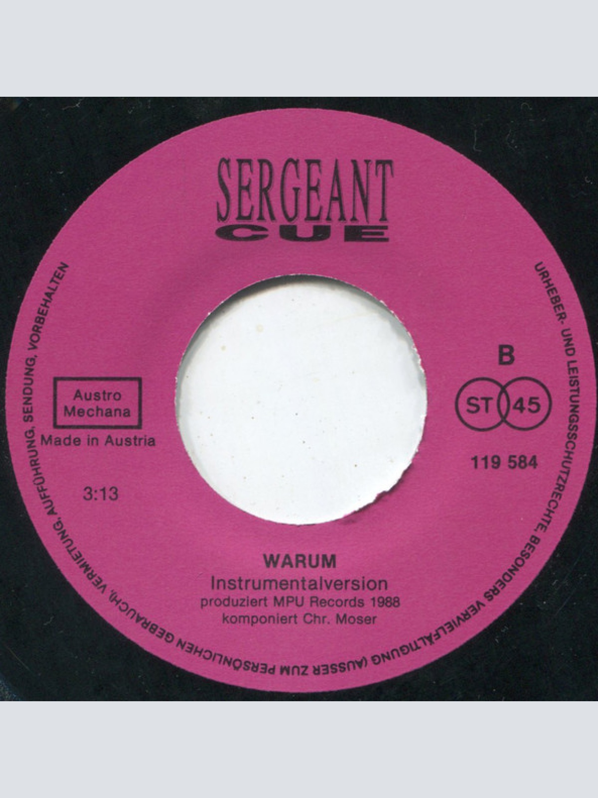 Vinyl / Sergeant Cue - Warum