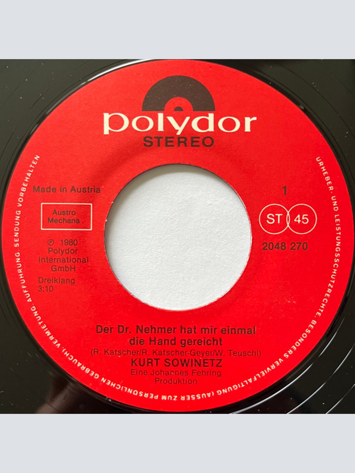 Vinyl / Kurt Sowinetz - Der Doktor Nehmer Hat Mir Einmal Die Hand Gereicht / Teure Heimat