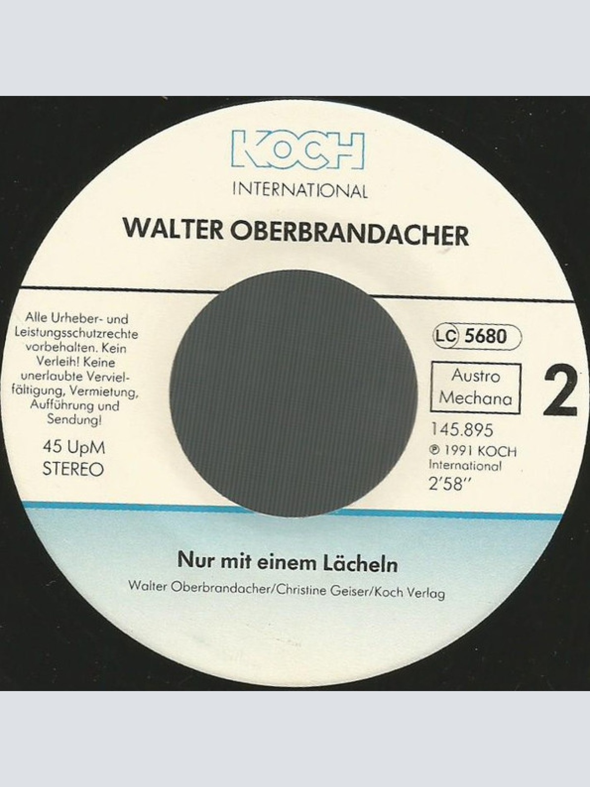 Vinyl / Walter Oberbrandacher - Hallo, Servus Evi