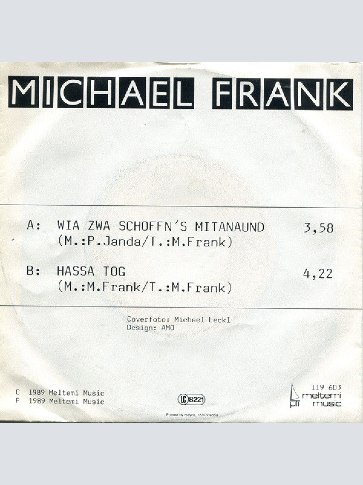 Vinyl / Michael Frank (3) - Wia Zwa Schoffn's Mitanaund / Haßa Tag