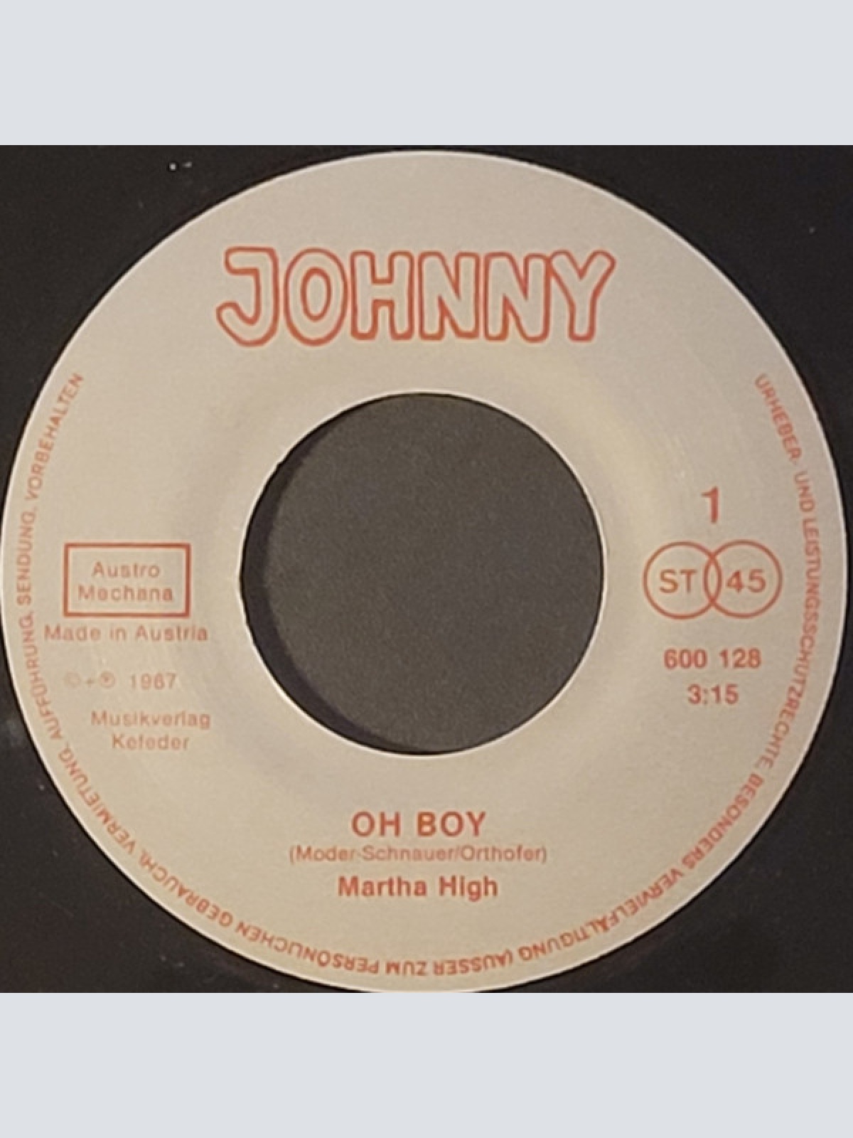 Vinyl / Martha High - Oh Boy