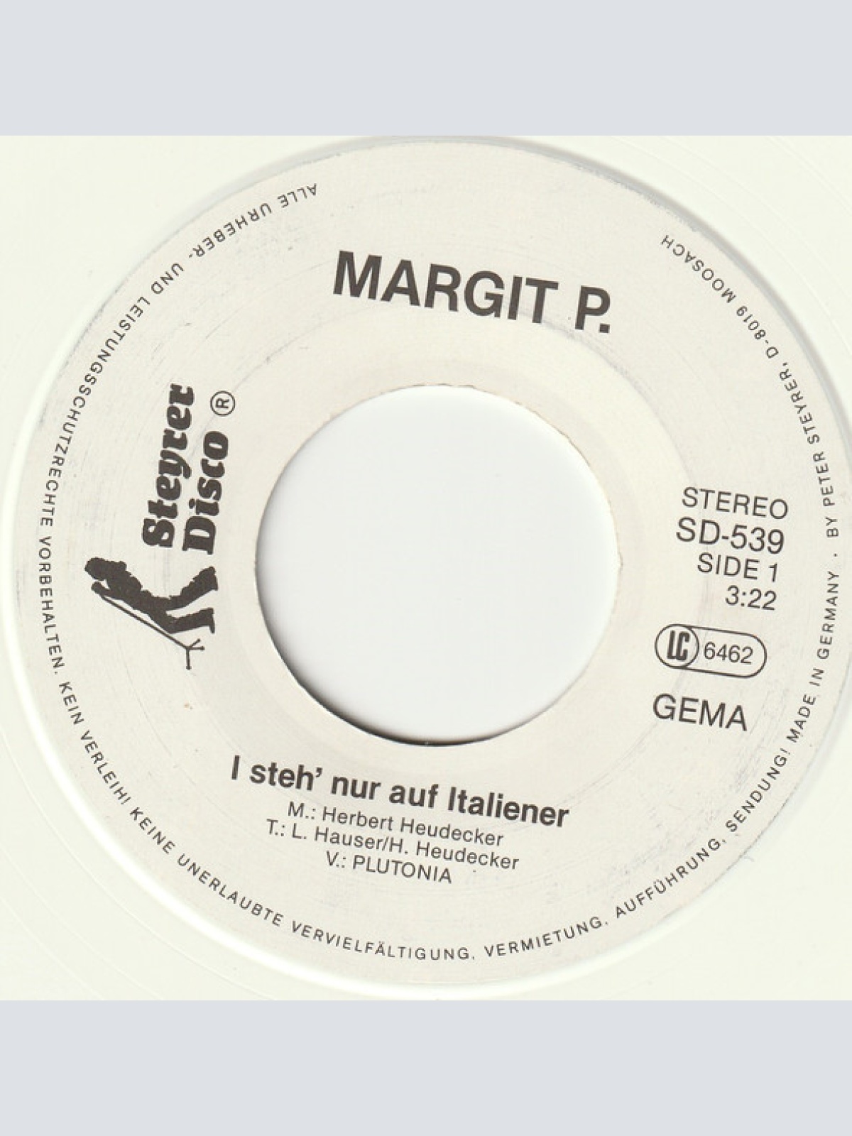 Vinyl / Margit P. - I' Steh' Nur Auf Italiener