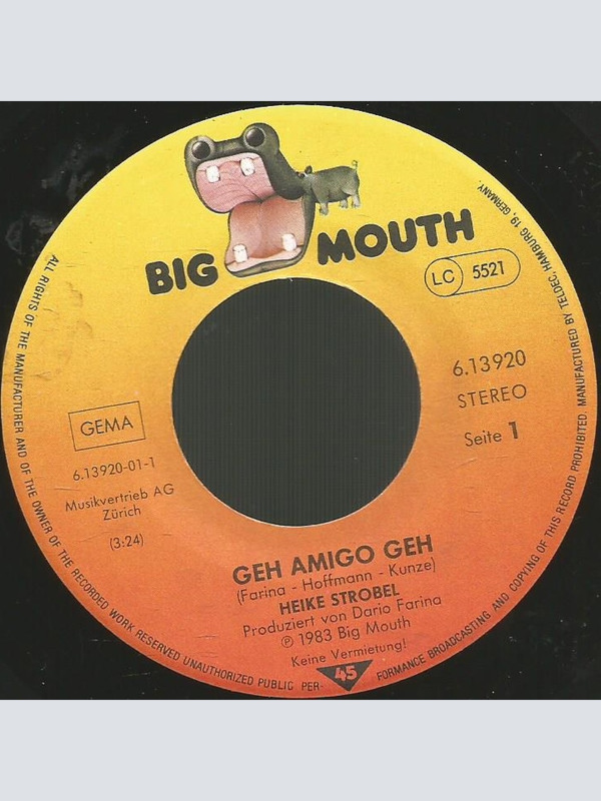Vinyl / Heike Strobel - Geh Amigo Geh