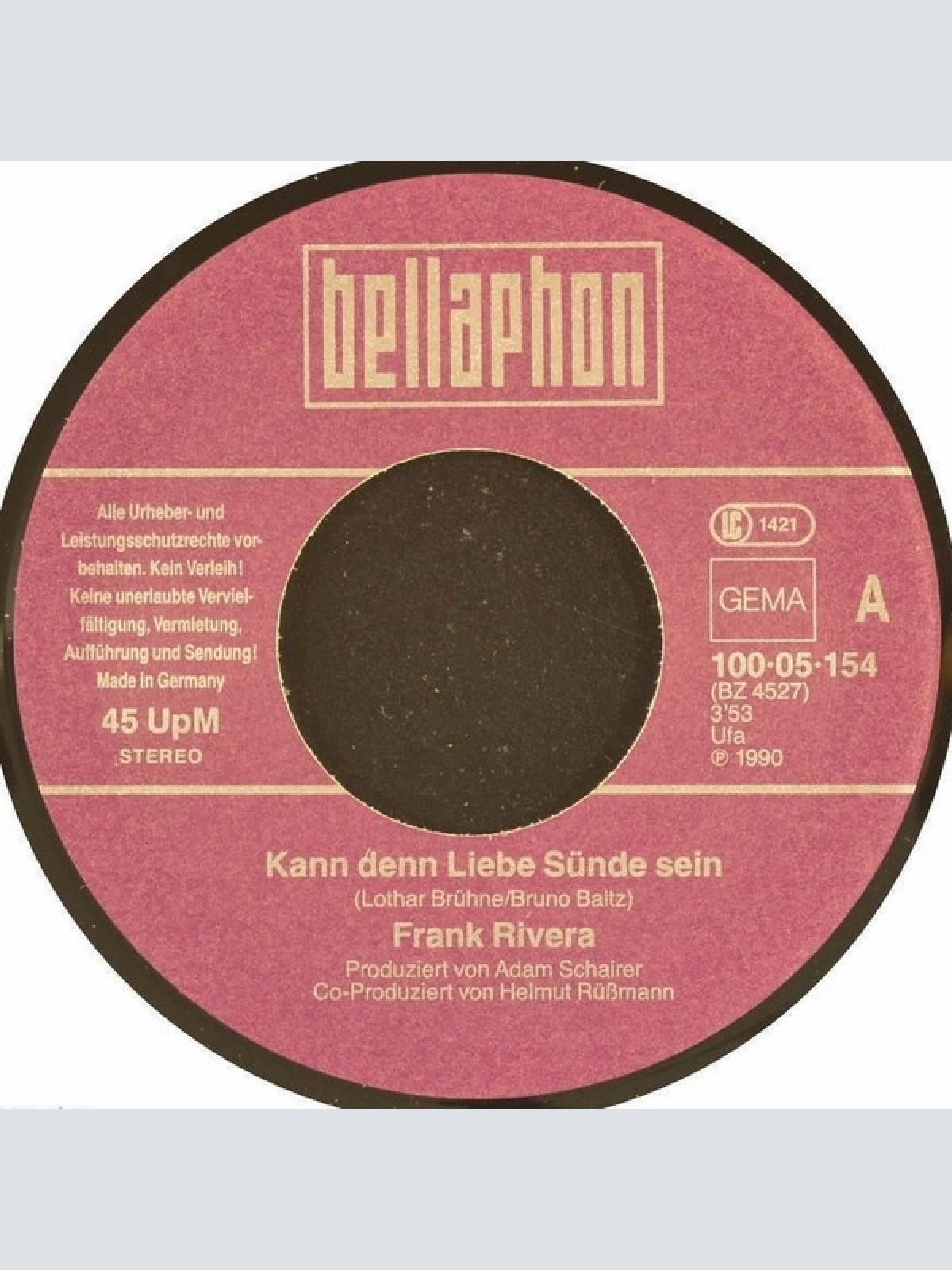 Vinyl / Frank Rivera - Kann Denn Liebe Sünde Sein