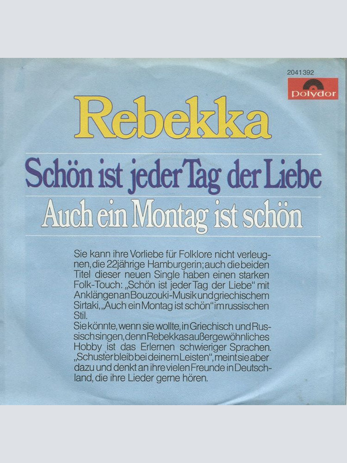 Vinyl / Rebekka (2) - Schön Ist Jeder Tag Der Liebe