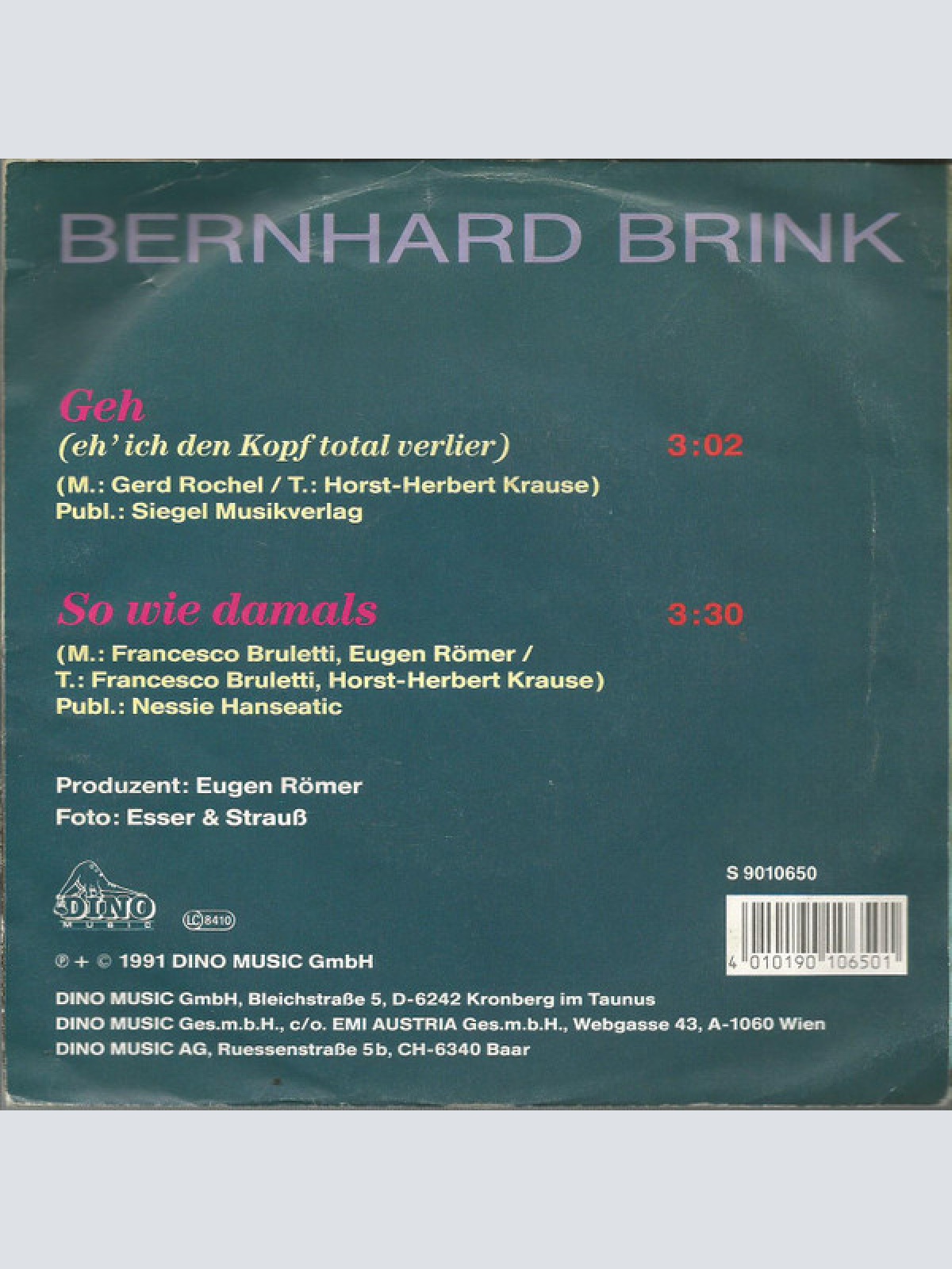 Vinyl / Bernhard Brink - Geh (Eh' Ich Den Kopf Total Verlier)