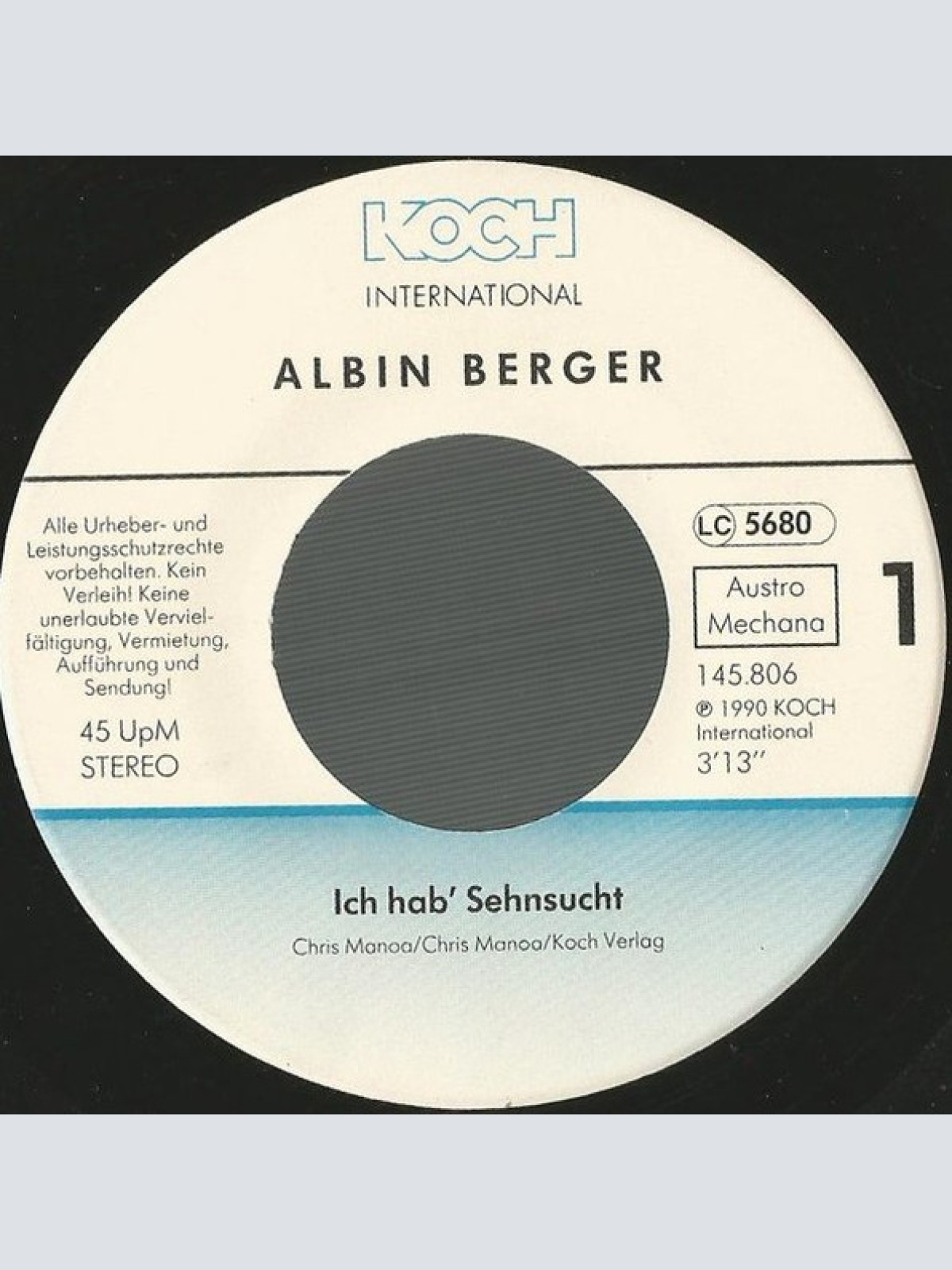Vinyl / Albin Berger - Ich Hab' Sehnsucht
