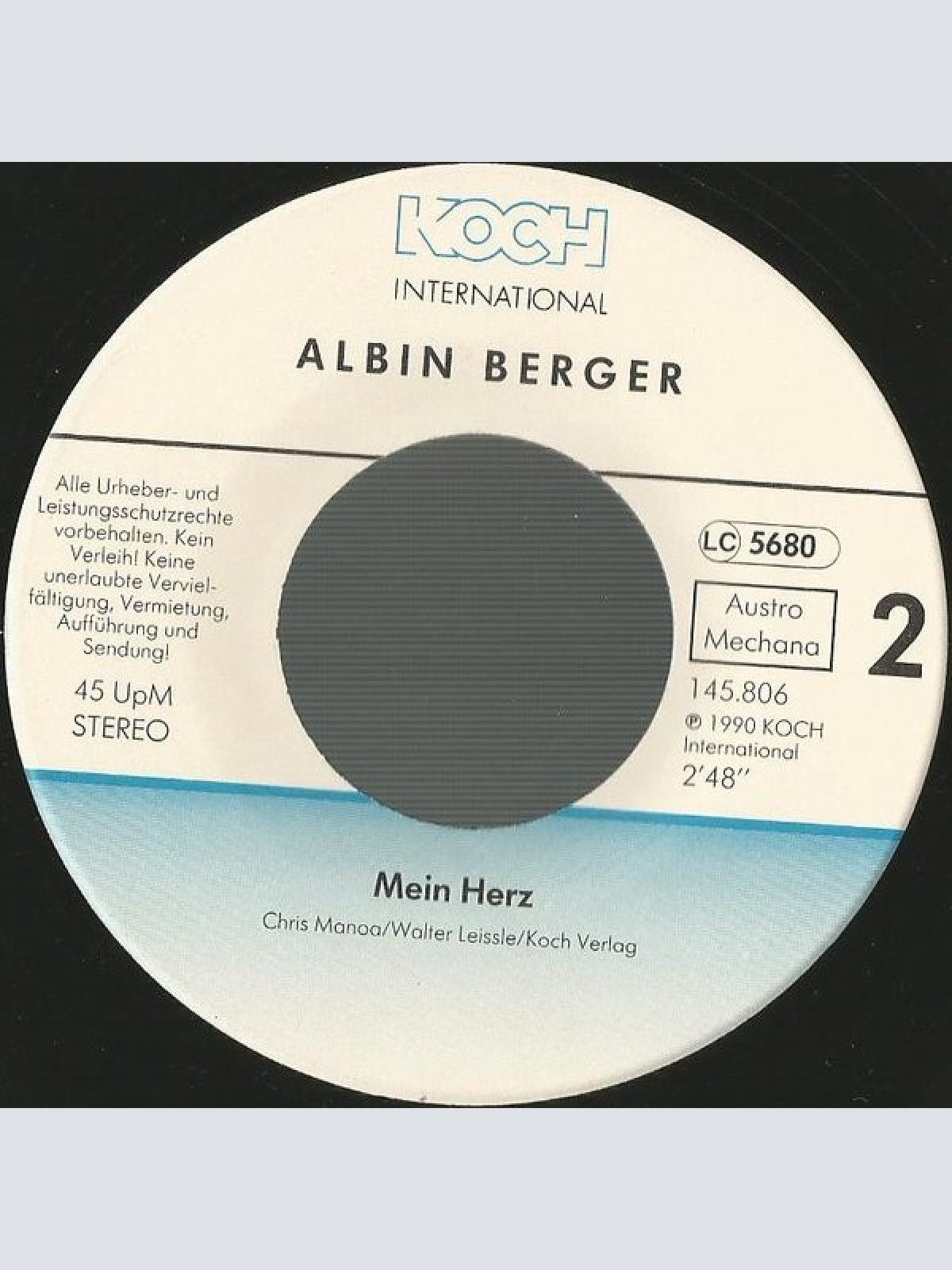 Vinyl / Albin Berger - Ich Hab' Sehnsucht