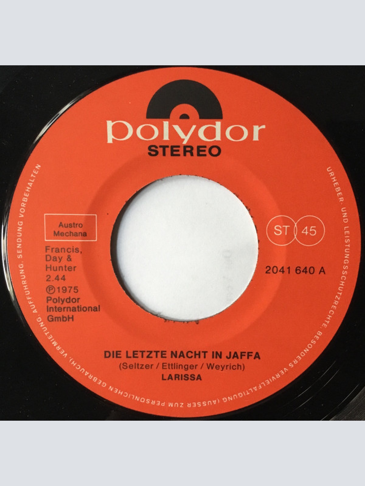 Vinyl / Larissa* - Die Letzte Nacht In Jaffa