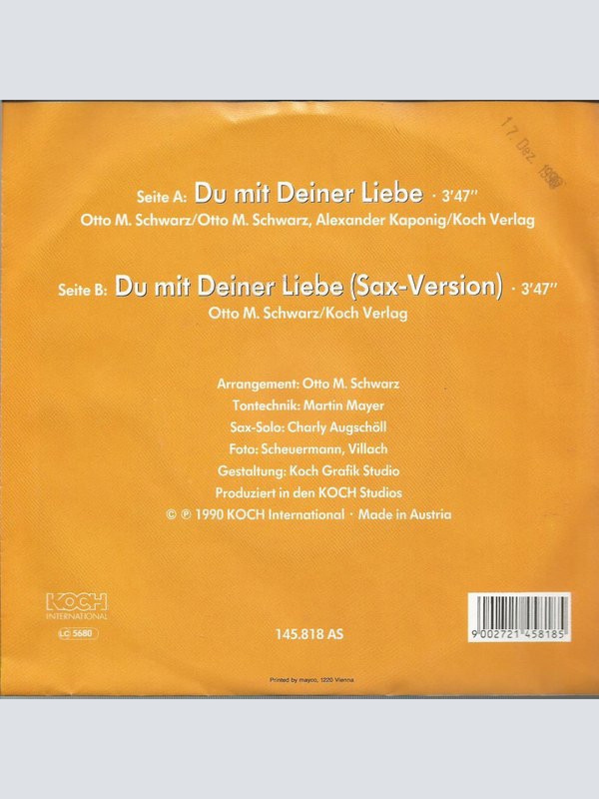 Vinyl / Alex (365) - Du Mit Deiner Liebe