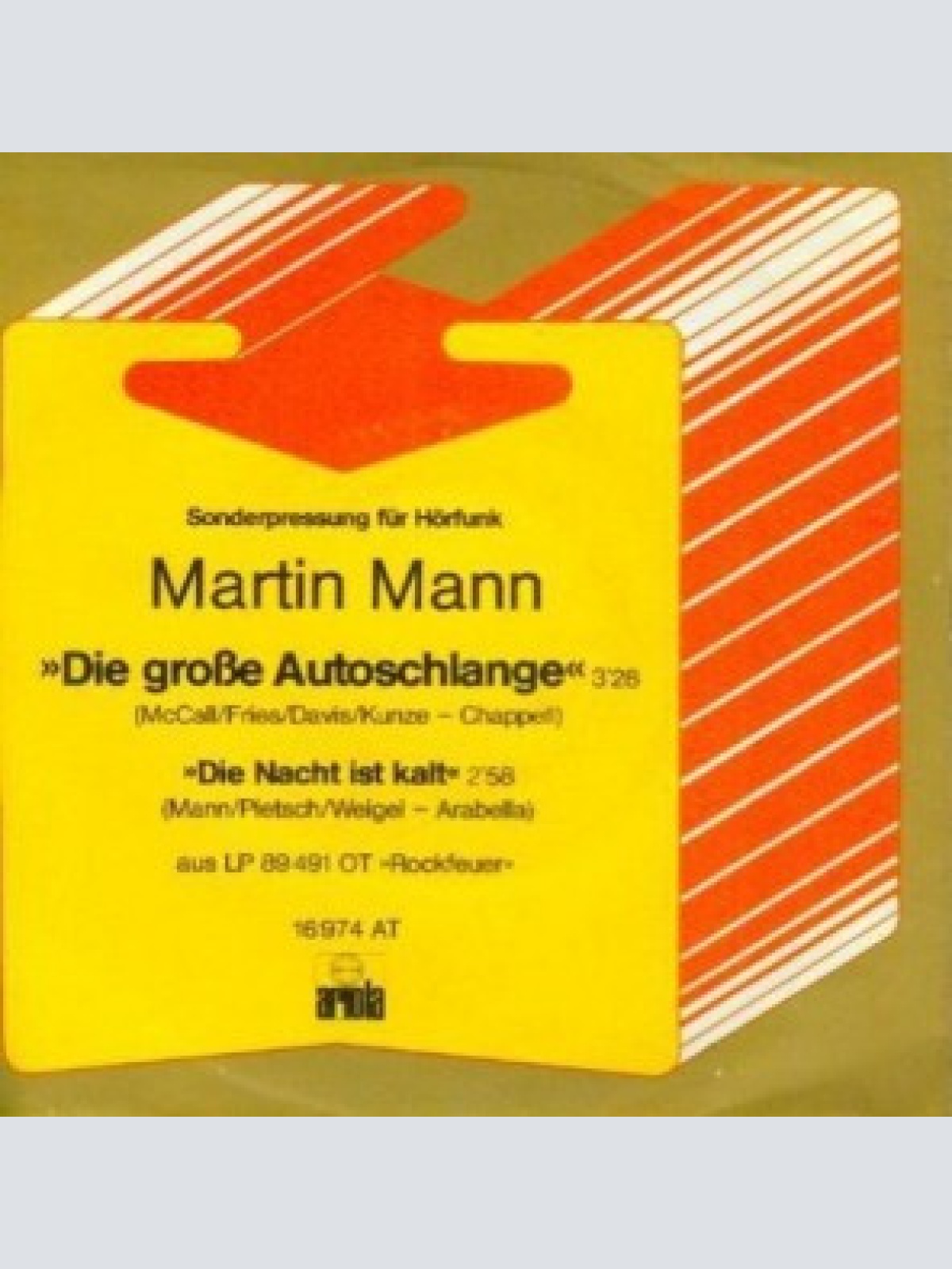 Vinyl / Martin Mann - Die Große Autoschlange / Die Nacht Ist Kalt