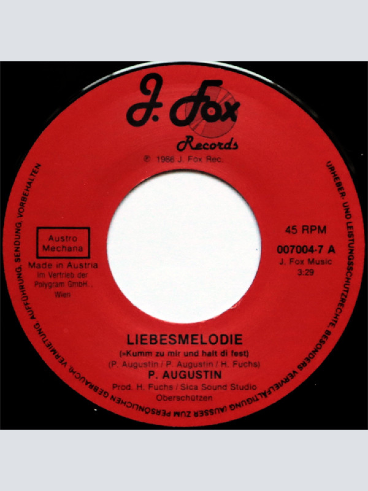 Vinyl / Peter Augustin - Liebesmelodie (Kumm Zu Mir Und Halt Di Fest)