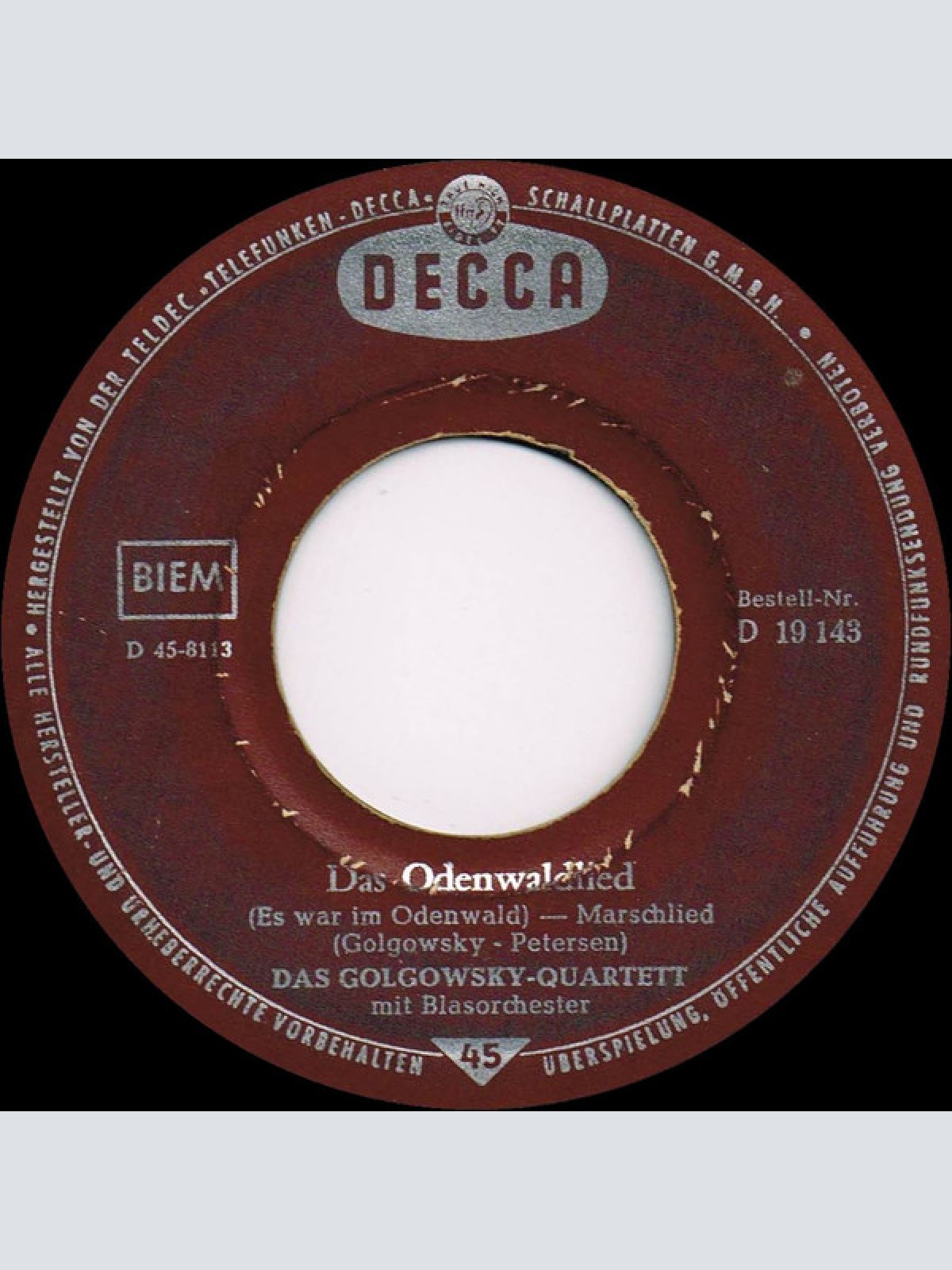 Vinyl / Das Golgowsky-Quartett* - Ich Bleib' Dir Treu, Angelika