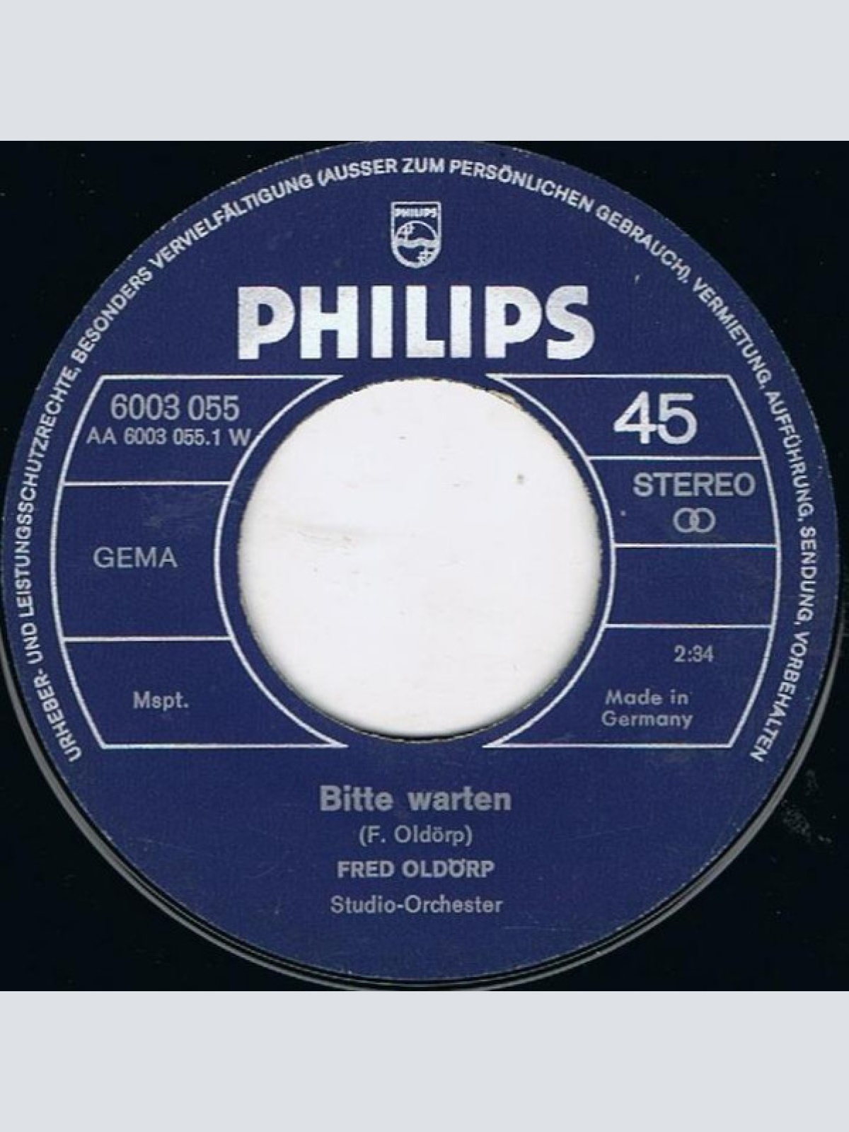 Vinyl / Fred Oldörp - Bitte Warten