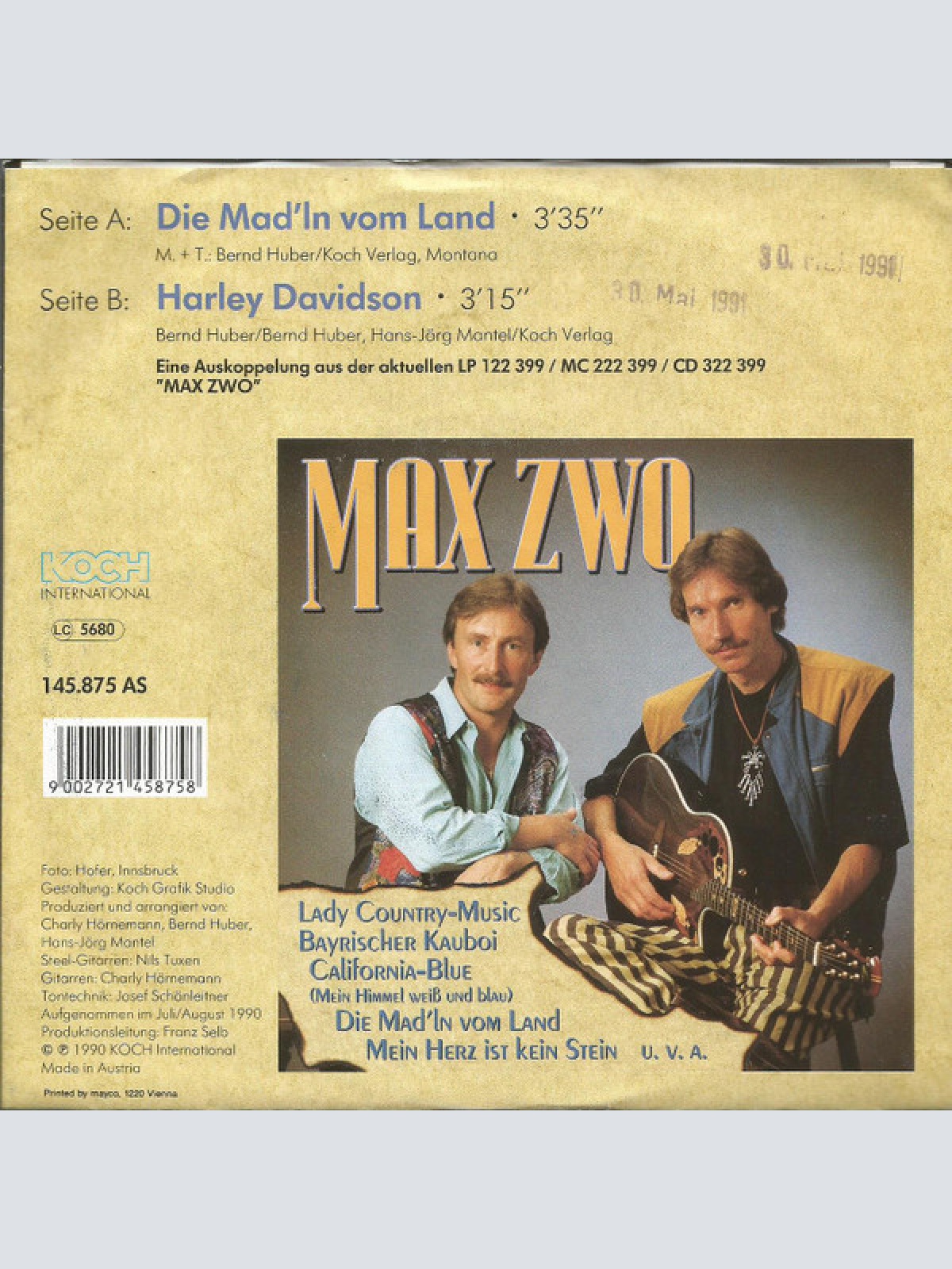 Vinyl / Max Zwo - Die Mad'ln Vom Land
