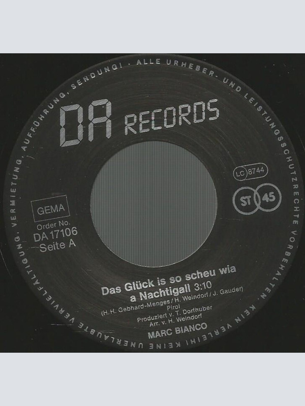 Vinyl / Marc Bianco - Das Glück Is So Scheu Wia A Nachtigall